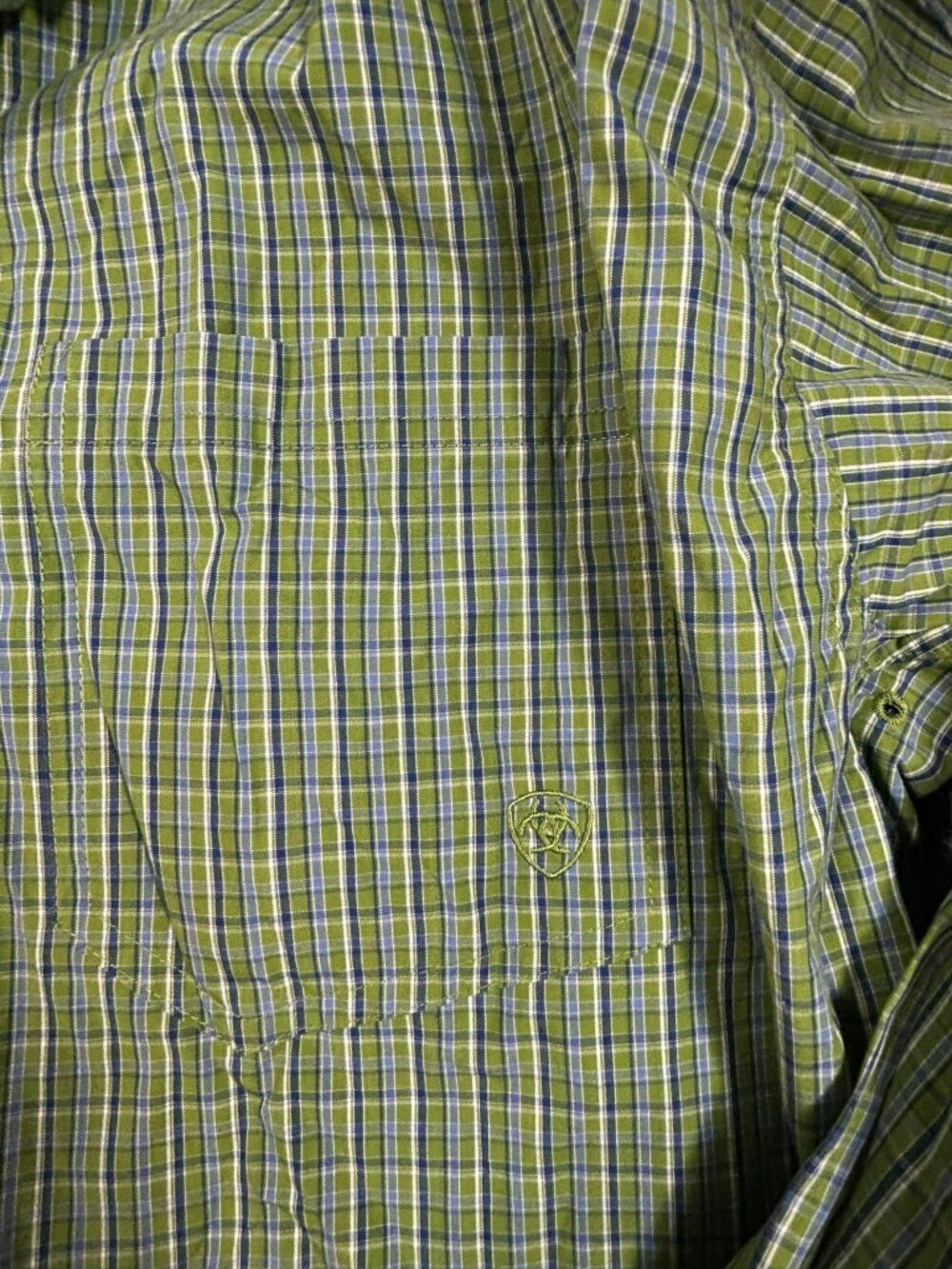 Ariat Pro Series Green Plaid Long Sleeve Button-Down Shirt L/G Mesh Lining Weste - Picture 3 of 9
